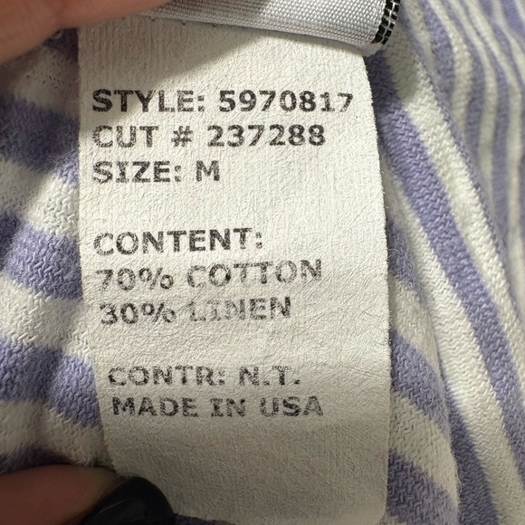 Cut Loose Lavender and White Striped Midi Dress. Cotton/Linen Blend. Made in USA - Picture 8 of 10